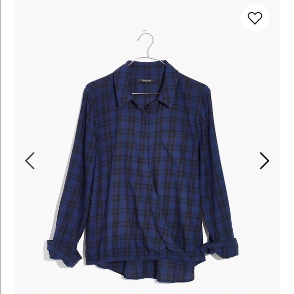 madewell wrap front shirt in arion plaid - Picture 3 of 7